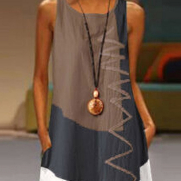 Black and Mocha Colorblock Tank Maxi Dress - Picture 2 of 7